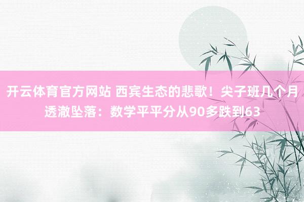 开云体育官方网站 西宾生态的悲歌！尖子班几个月透澈坠落：数学平平分从90多跌到63