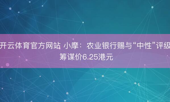 开云体育官方网站 小摩：农业银行赐与“中性”评级 筹谋价6.25港元